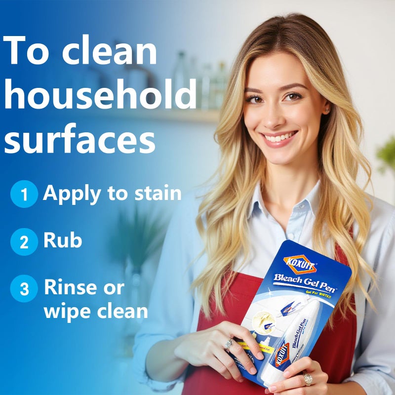 KOXUIT Portable Dual-Tip Bleach Pen for White Clothes & Grout - Travel-Ready 2-in-1 Gel Applicator with Brush Head, Non-Drip Cleaner for Bathroom Lines & On-The-Go Use (Milky White)2PCS. - Image 2